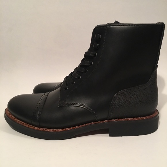 *NEW* Coach Bleecker Cap Toe Black Boots Mens 10D - Picture 2 of 7
